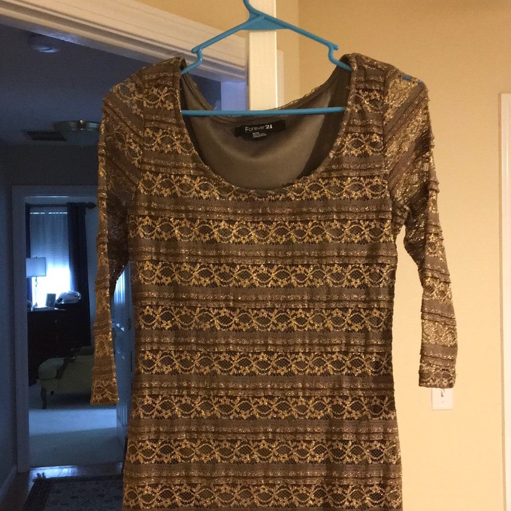 Gold shimmer bodycon dress - Picture 2 of 4